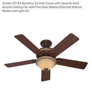 Hunter Cocoa Ceiling Fan with Walnut Blades and Gold Accents